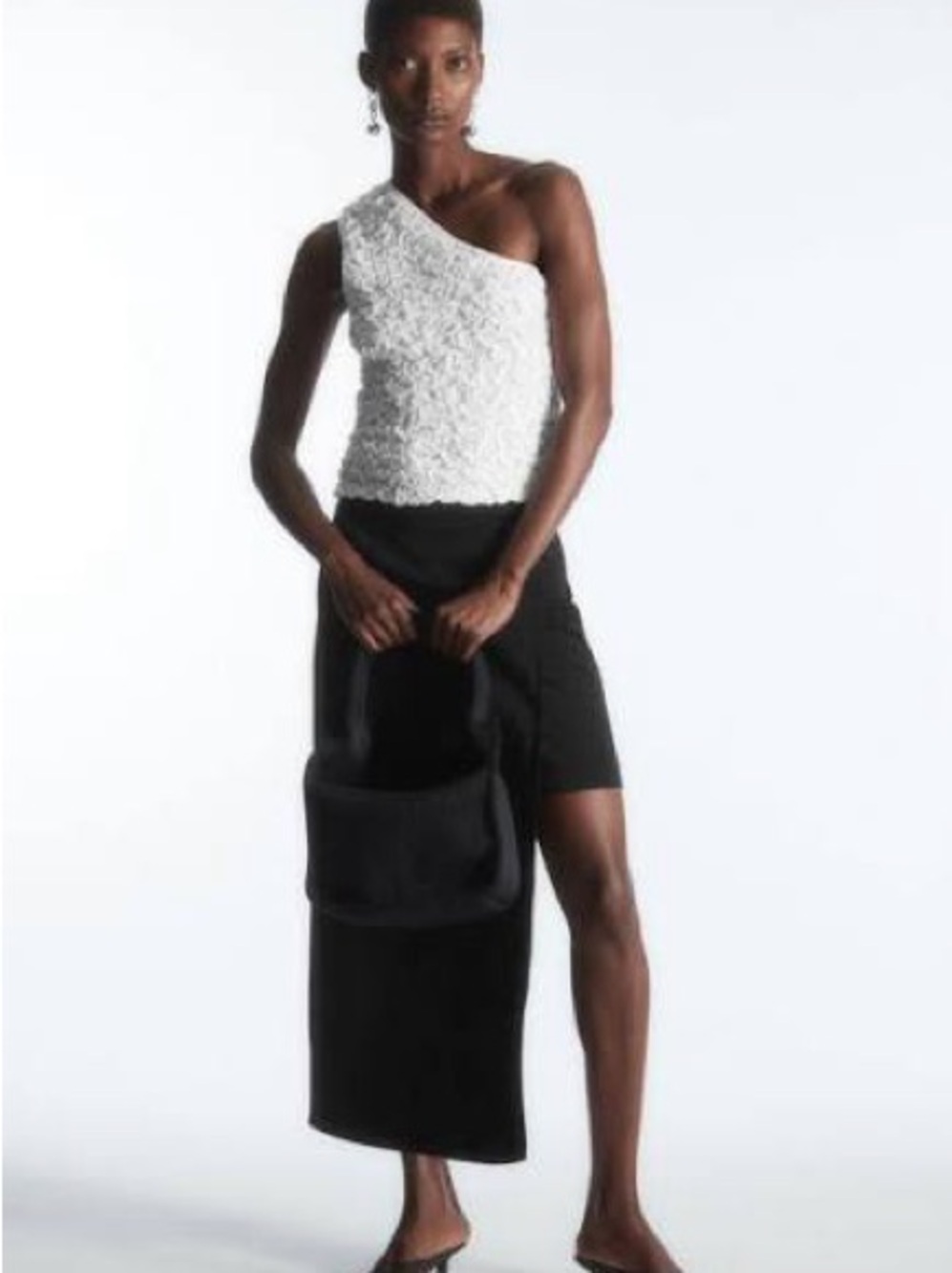 COS Black One-Shoulder Ruched Tank Top - Picture 4 of 6